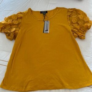 Yellow Top sheer sleeves
